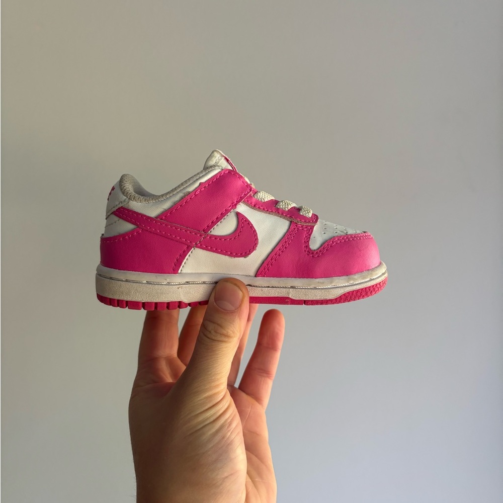 Nike dunk low white/pink/laser‎ fuchsia toddler